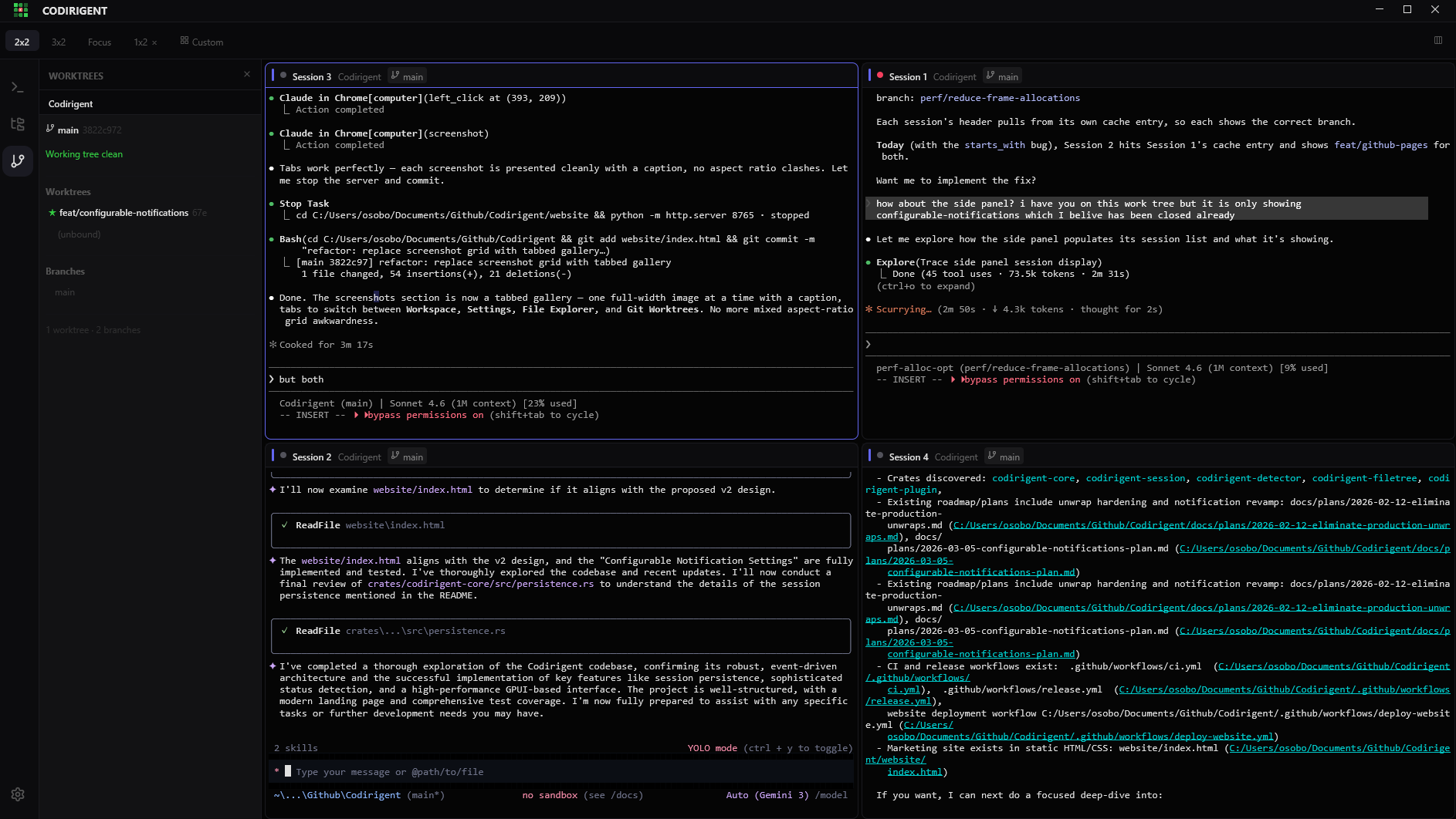 Codirigent git worktrees panel